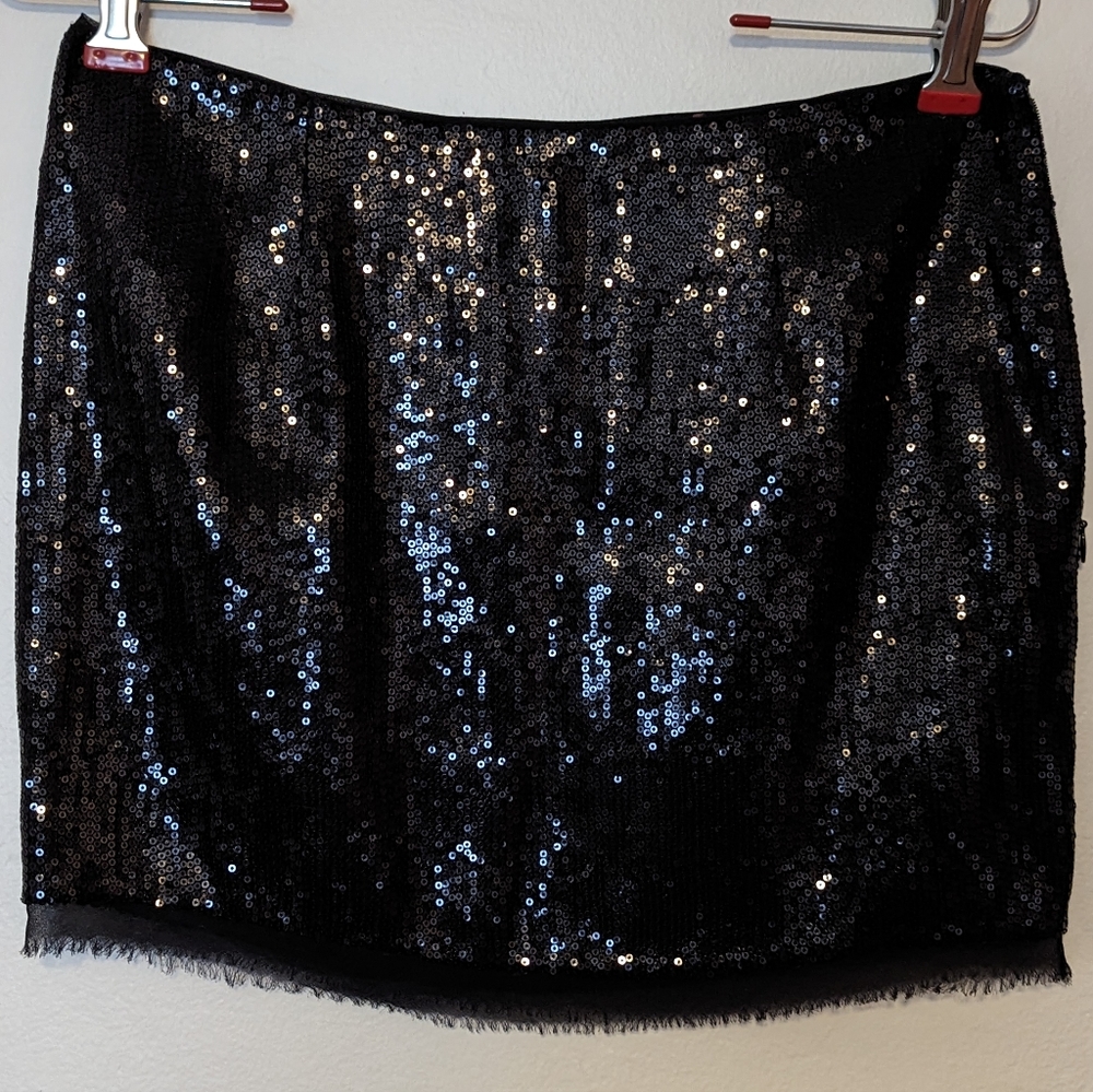 Black Sequin Susana Monaco Mini Skirt